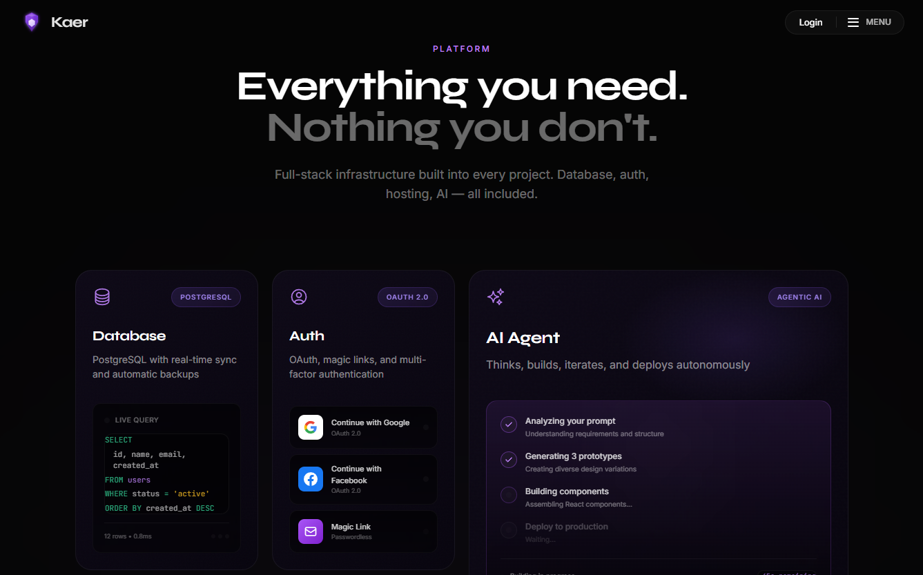 Kaer AI - Agentic Web Creation